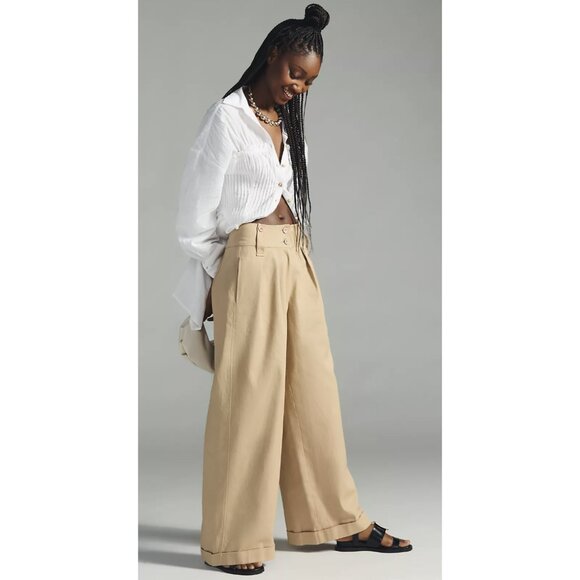 Anthropologie Pants - ANTHROPOLOGIE TINY Ulysses Pants in Tan Beige Wide Leg Neutral - Size XS